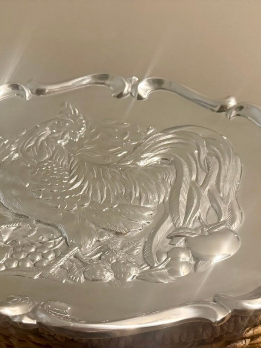 Lenox En Provence Large Handled Rooster Tray Metal Serveware